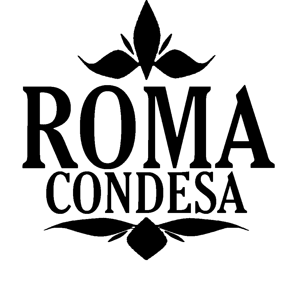 Logo of RomaCondesa Magazine featuring stylized text and a decorative emblem.