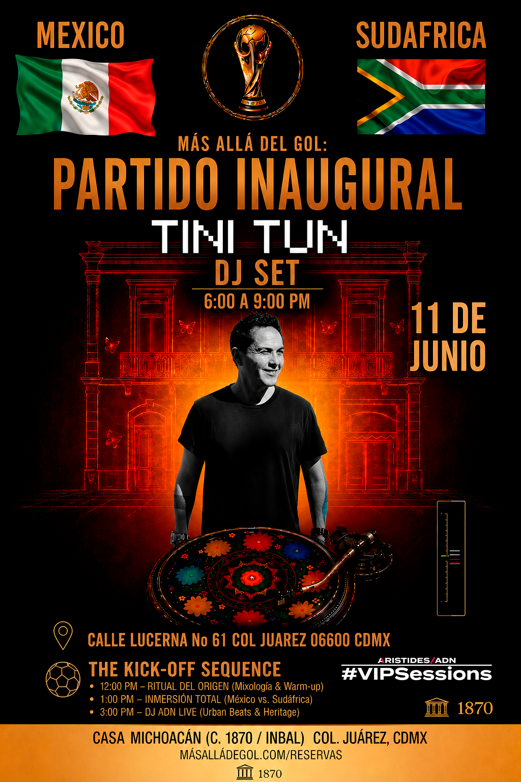 Flyer oficial Más Allá del GOL Fan Zone Mundialista